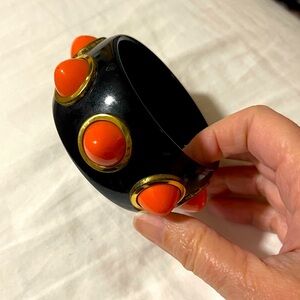Vintage Antique black and coral bangle